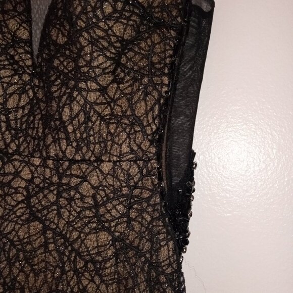 Unique Ellie Wilde MON CHERI Sz 4 Black Mermaid Dress Spider Web Gothic Princess - Picture 10 of 15